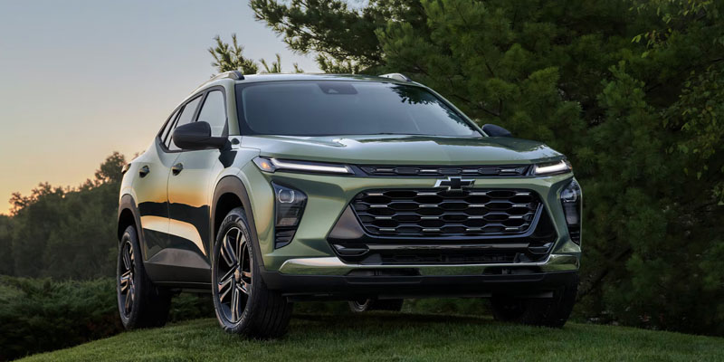 2026 Chevy Trax in olive green color front profile